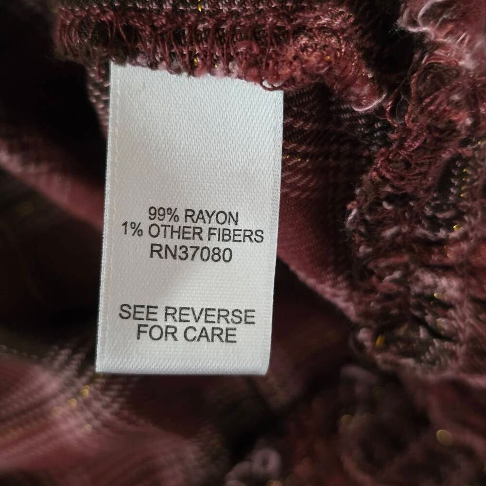 Cato Plaid Peasant Blouse 22/24W Ruffle Sleeve Pink - Picture 9 of 10